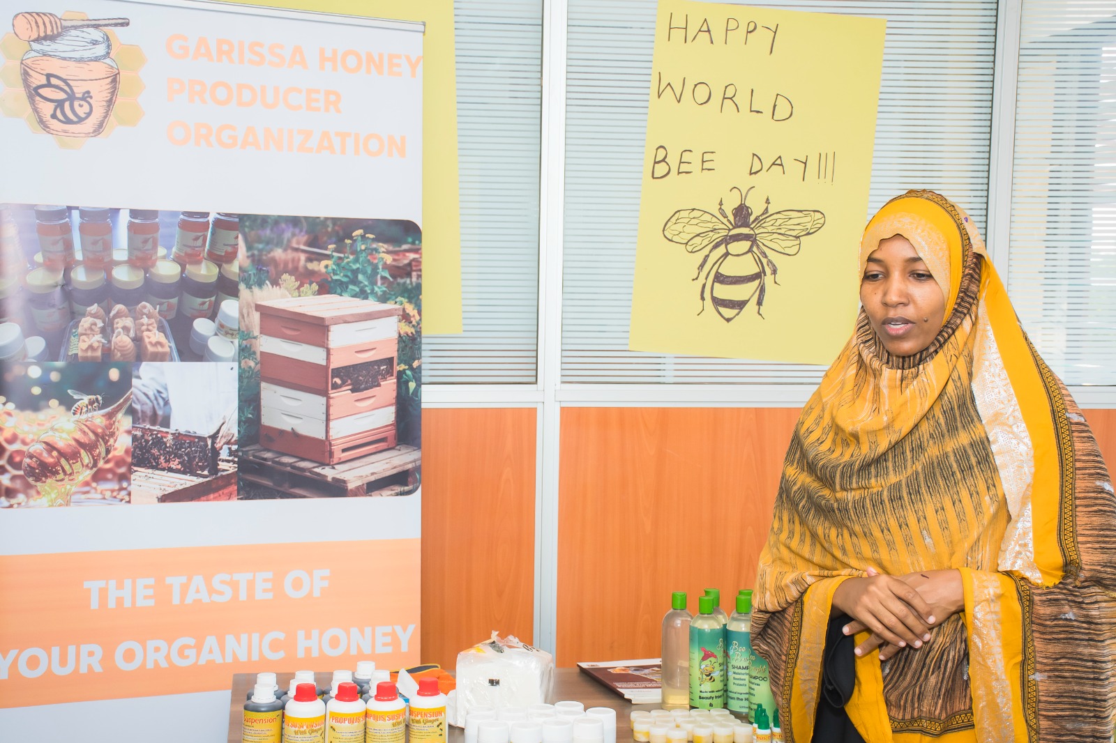 Ebla Hassan at Garissa Honey Producer Organization booth